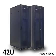 42U Cabinet Size 600 x 1000mm With Castor, Fan Unit, 3 Fixed Shelves, Front Glass Door, Rear Metal Split Door, Removable Side Panels